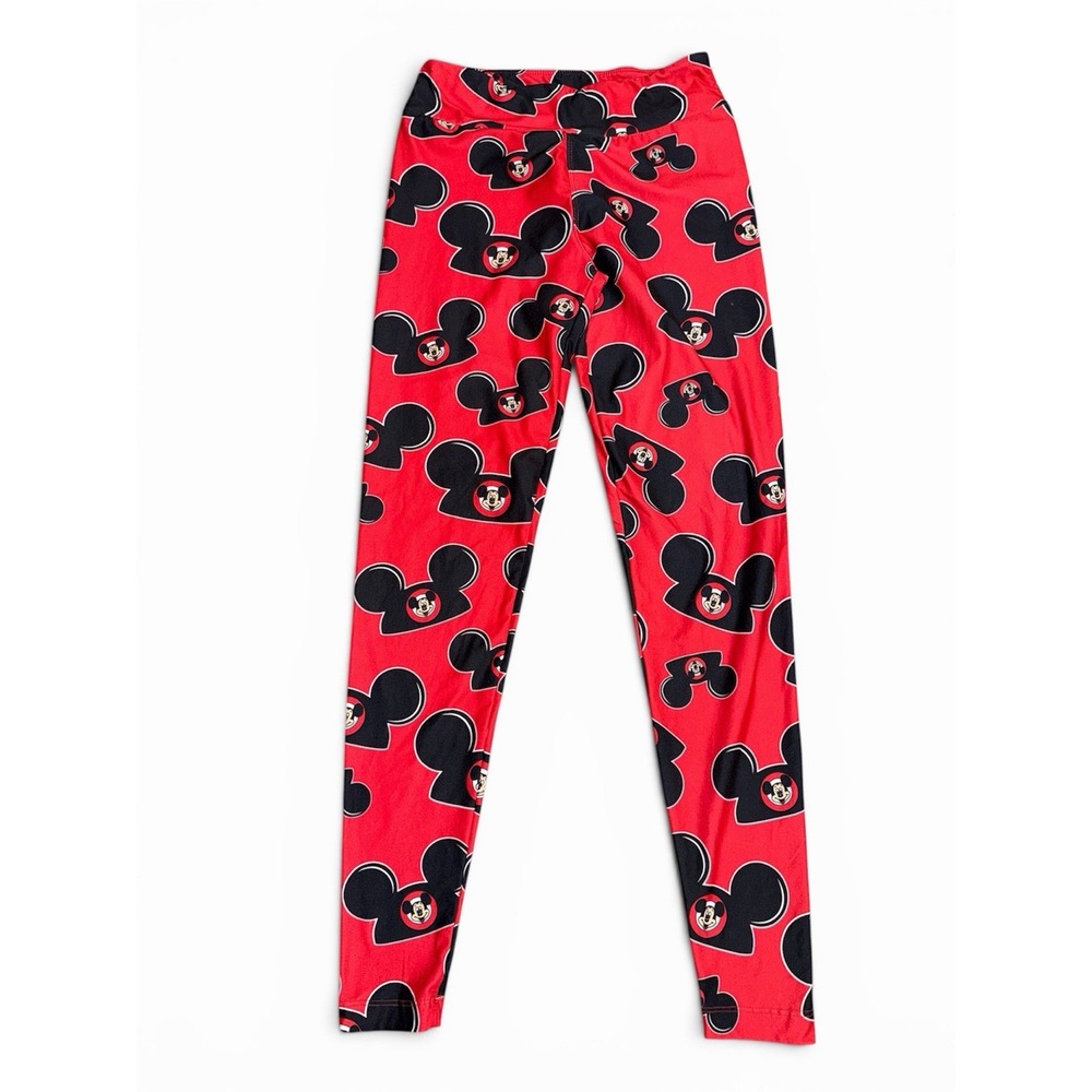 Disney Parks Mickey Mouse Santa Hat Red Leggings Women Small Holiday Christmas